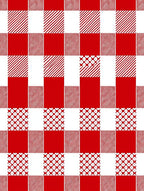 Red White Gingham Checkered Squares Rug
