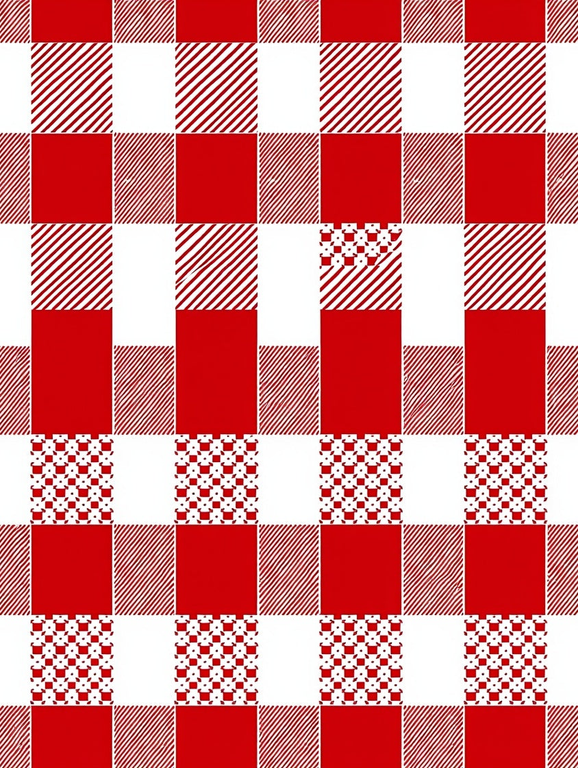 Red White Gingham Checkered Squares Rug