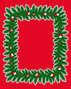 Green Fir Garland Red Ornament Frame Rug