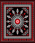 Bold Red Black White Medallion Rug