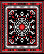 Bold Red Black White Medallion Rug