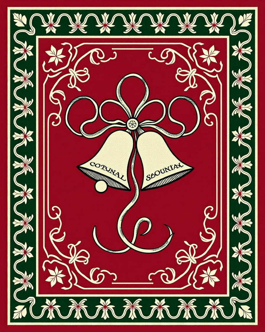 Crimson Bell Garland Border Rug