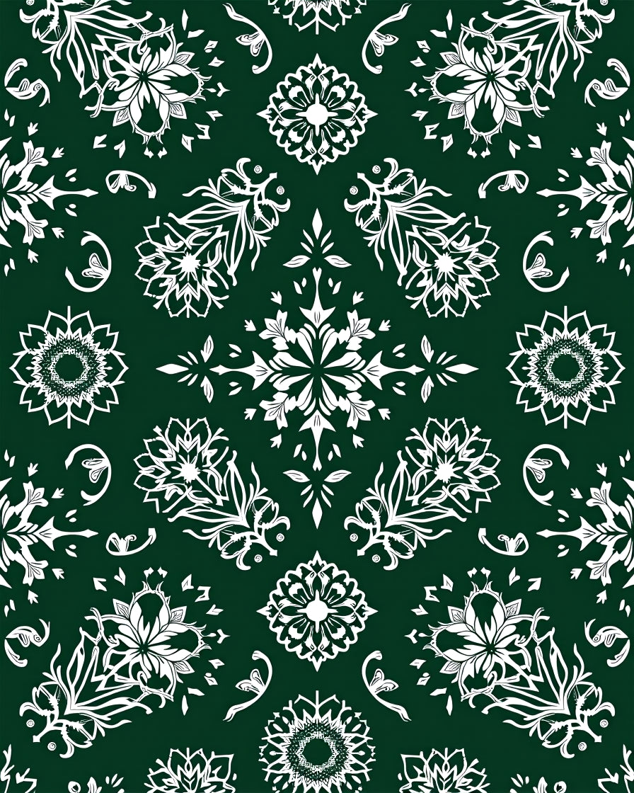 Emerald White Floral Medallion Arrangement Rug