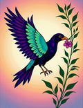 Vibrant Plumage Bird Pink Flower Sprig Rug