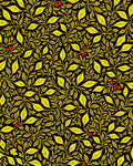 Golden Yellow Leaf Berry Vines Rug