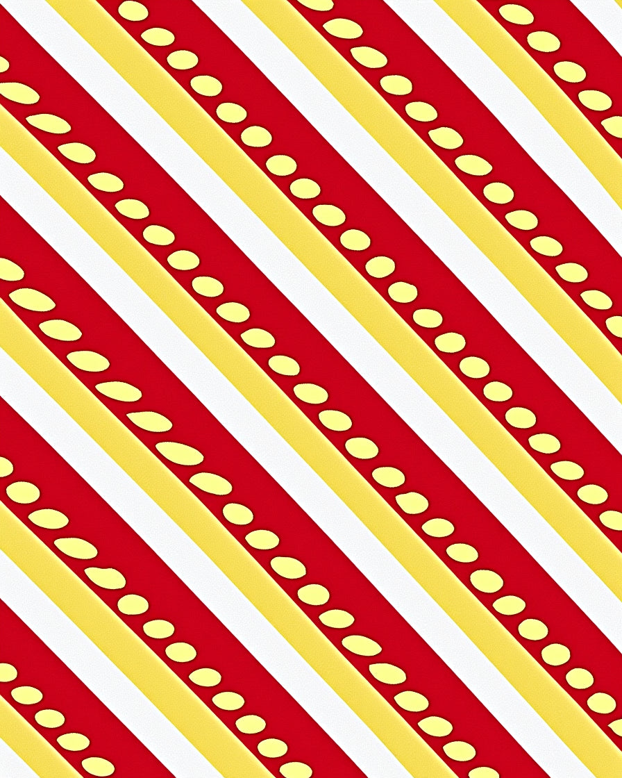 Red Yellow Diagonal Stripe Dot Rug