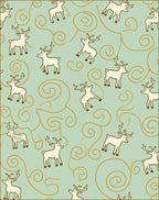 Whimsical White Reindeer Swirls Rug
