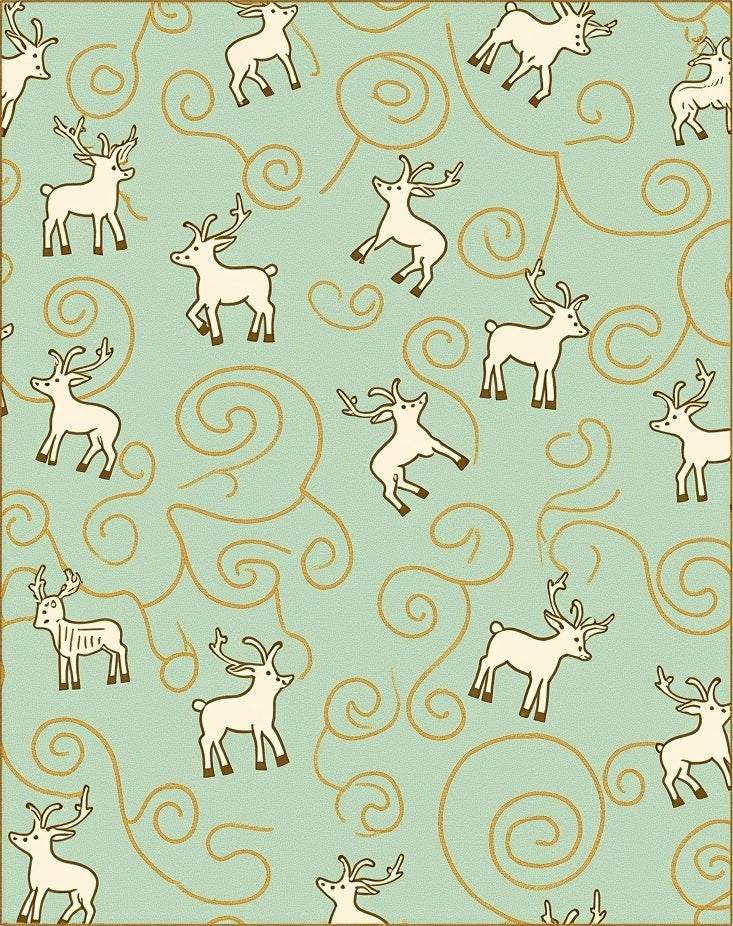 Whimsical White Reindeer Swirls Rug