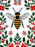 Whimsical Bee Holly Berry Floral Rug