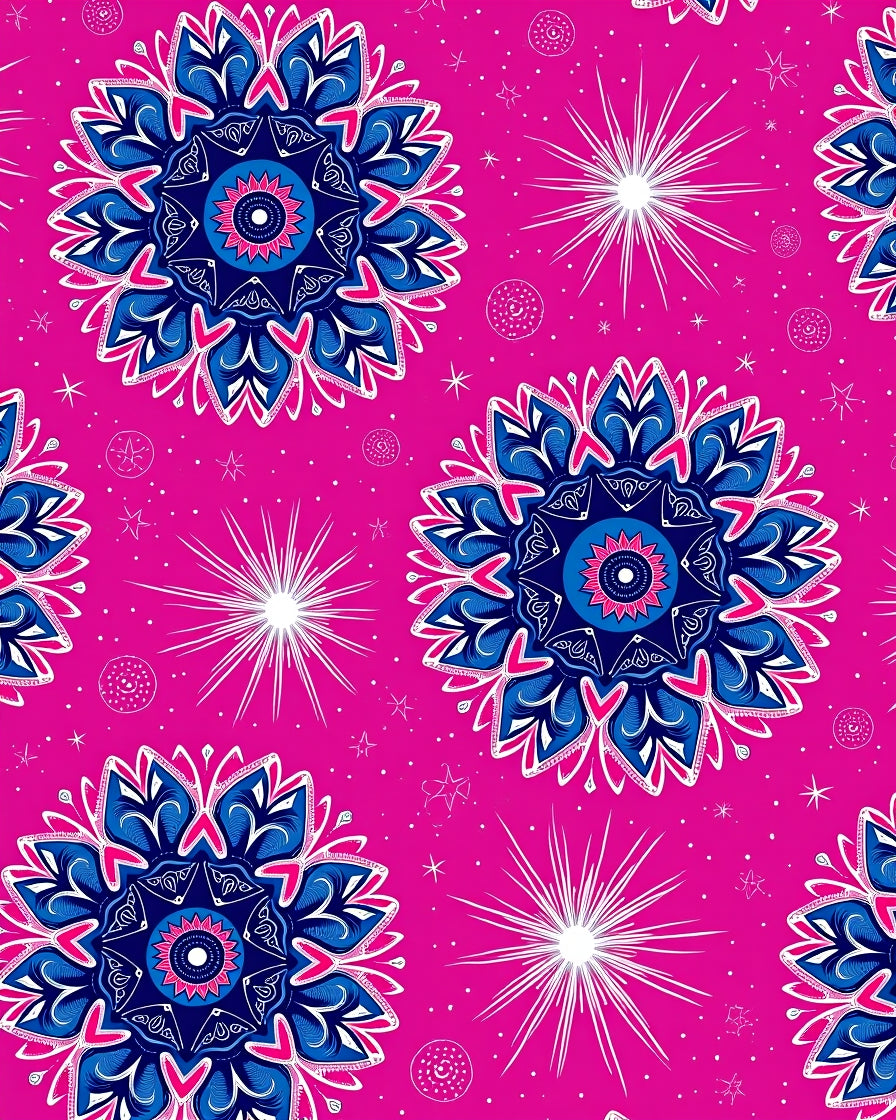 Vibrant Pink Mandala Starburst Rug