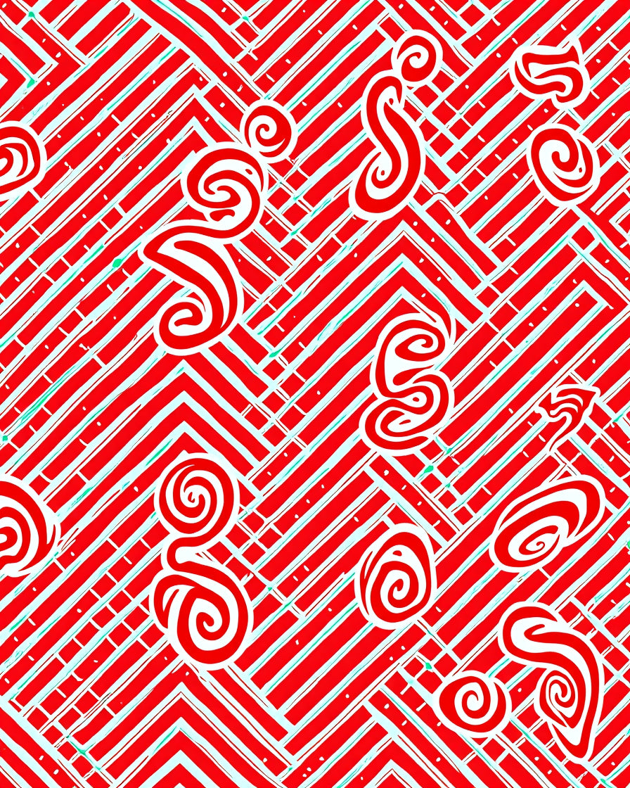 Crimson Swirl Geometric Chevron Rug