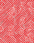 Crimson Swirl Geometric Chevron Rug