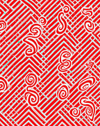 Crimson Swirl Geometric Chevron Rug