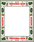 Red Green Leaf Bell Motif Rug
