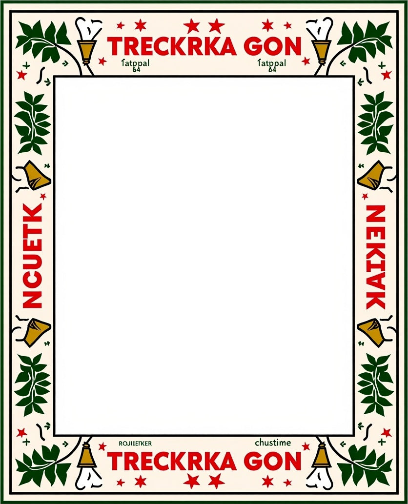 Red Green Leaf Bell Motif Rug