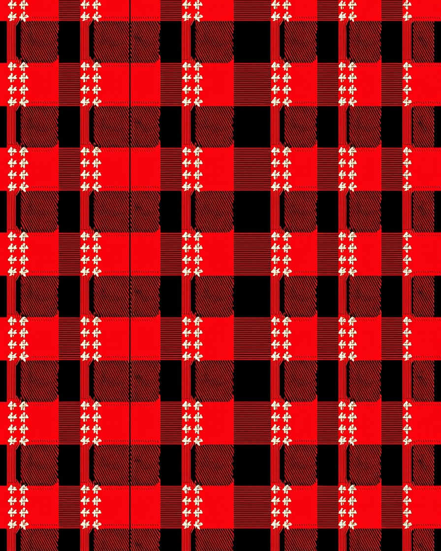 Red Black Buffalo Check Folk Art Rug