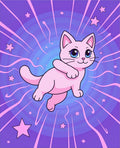 Cute Pink Cat Starburst Background Rug