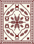 Deep Red Folk Art Deer Medallion Rug