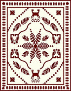 Deep Red Folk Art Deer Medallion Rug