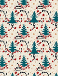 Teal Pine Tree with Red Star Garland Rug
