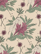 Dusty Rose Green Floral Art Nouveau Rug