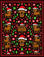 Red Green Dogs Christmas Holiday Theme Rug