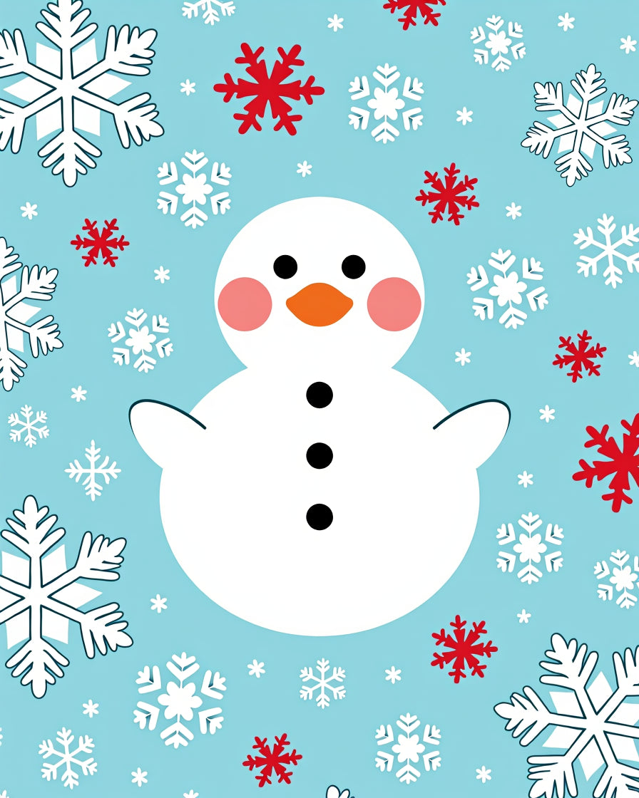 Whimsical Snowman Snowflake Snowscape Rug
