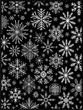 White Snowflake All Over Black Background Rug