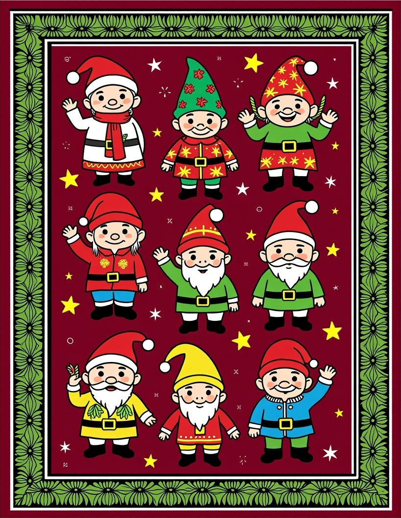 Festive Folklore Gnome Collection Red Rug