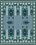 Geometric Forest Green Aquamarine Border Rug