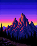 Vibrant Mountain Sunset Landscape Rug