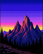 Vibrant Mountain Sunset Landscape Rug