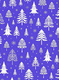 White Trees Snowflakes Blue Background Rug