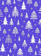 White Trees Snowflakes Blue Background Rug