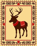 Dark Brown Deer with Red Festive Saddle Rug