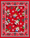 Whimsical Red Elves Snowflake Christmas Rug