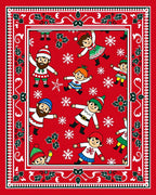 Whimsical Red Elves Snowflake Christmas Rug