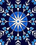 Deep Blue Snowflake Mandala Rug