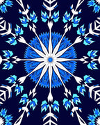 Deep Blue Snowflake Mandala Rug