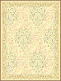 Cream and Gold Baroque Floral Border Rug