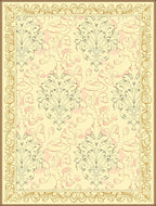 Cream and Gold Baroque Floral Border Rug
