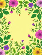 Vibrant Yellow Garden Floral Vines Rug