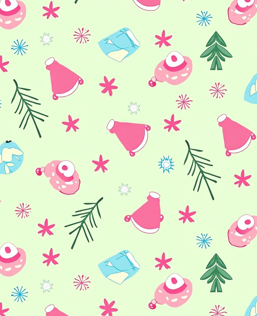 Pink Festive Ornaments And Trees Rug
