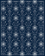 Midnight Blue Snowflake Intertwined Vines Rug