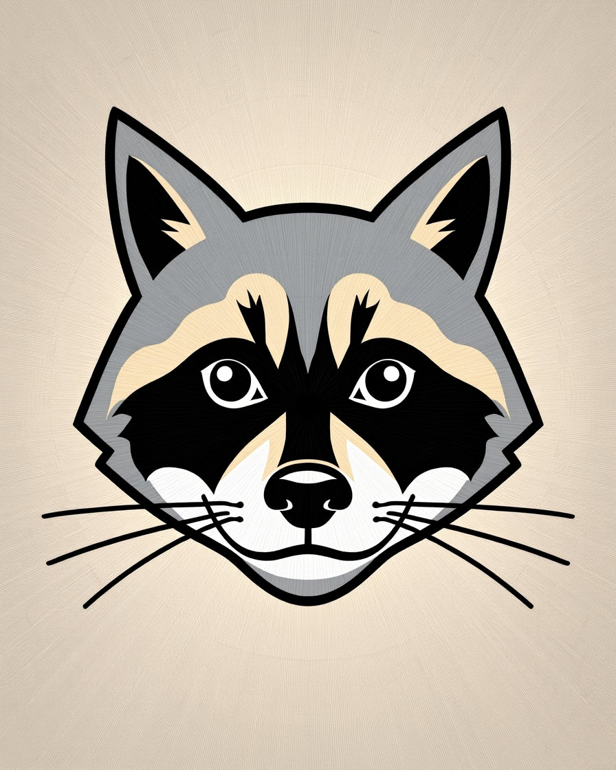 Cute Raccoon Face Black Gray Cream Rug