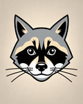 Cute Raccoon Face Black Gray Cream Rug