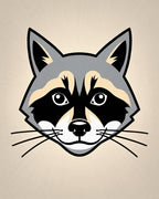 Cute Raccoon Face Black Gray Cream Rug