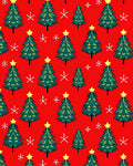 Festive Red Evergreen Star Snowflake Repeat Rug
