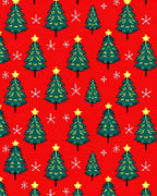 Festive Red Evergreen Star Snowflake Repeat Rug