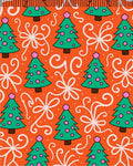 Vibrant Orange Christmas Tree Swirl Rug